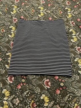 LOFT Black and White Striped Knit Mini Skirt